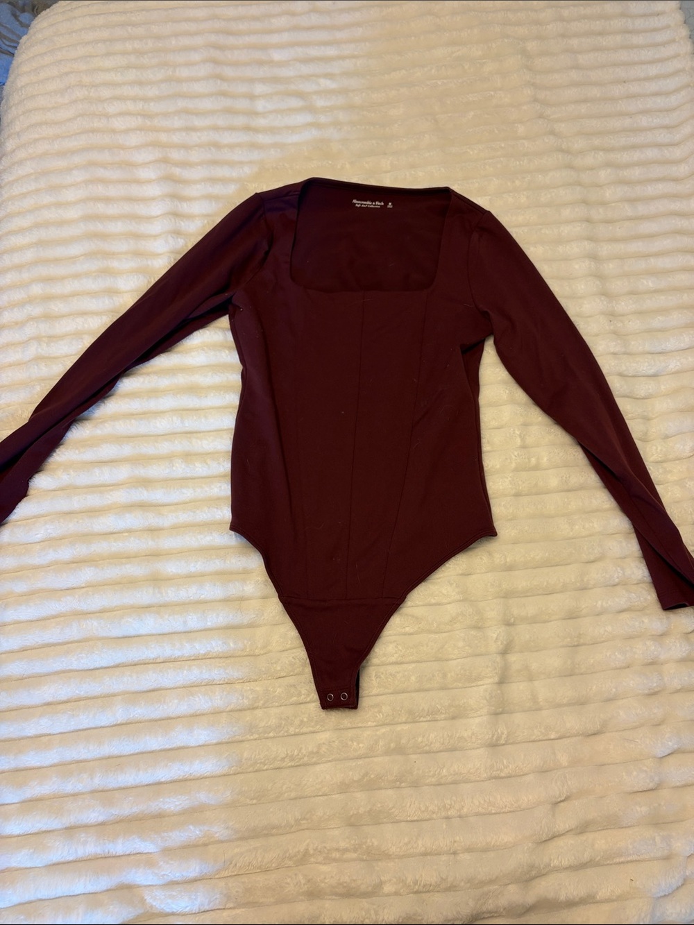 Abercrombie & Fitch Long Sleeve Square Neck Bodysuit - Deep Wine